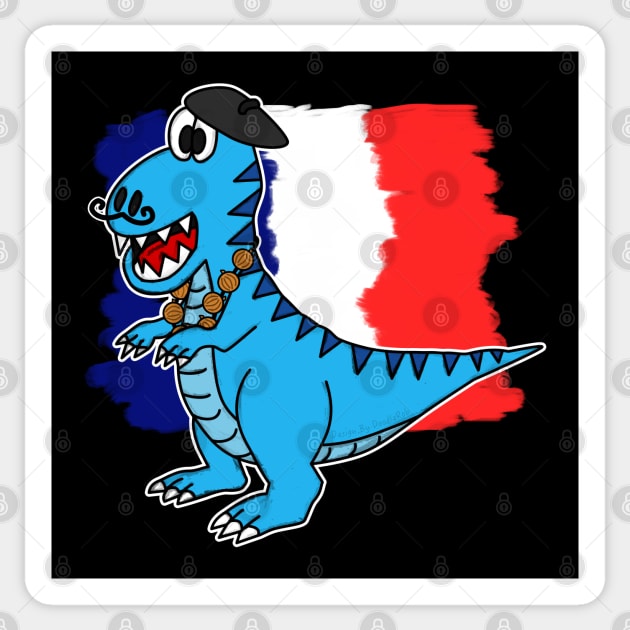 Bastille Day 14 July French Dinosaur Tyrannosaurus Funny Sticker by doodlerob